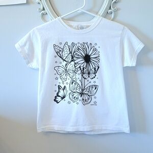7/8 Color Your Own T-Shirt with Flowers and Butterflies
